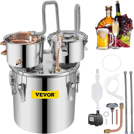 30L 8Gal Alcohol Distiller Water Spirit Boiler Home Brew Copper Alcohol Still.
