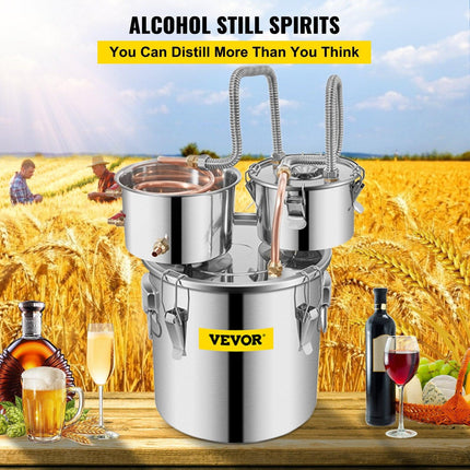 30L 8Gal Alcohol Distiller Water Spirit Boiler Home Brew Copper Alcohol Still.