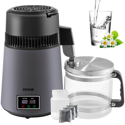 Home Water Distiller Distilled Water Maker 4 L with Dual Temp Display Grey.