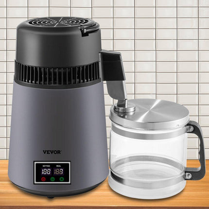 Home Water Distiller Distilled Water Maker 4 L with Dual Temp Display Grey.