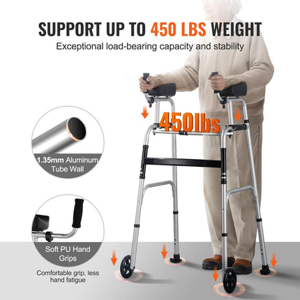 VEVOR Folding Walker — Adjustable Aluminium.