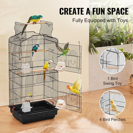 Bird Flight Cage 39 in Hanging Metal Parakeet Cage for Cockatiels Parrot.