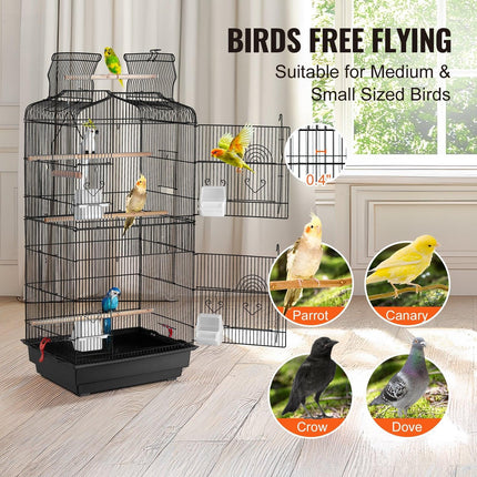 Bird Flight Cage 39 in Hanging Metal Parakeet Cage for Cockatiels Parrot.