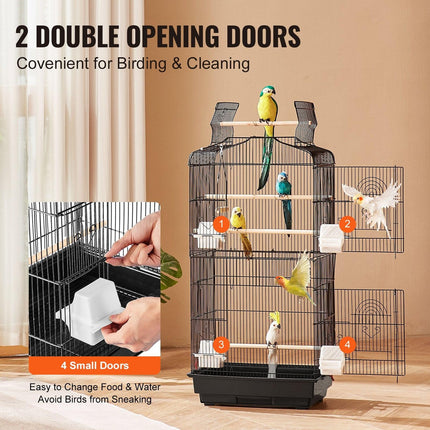 Bird Flight Cage 39 in Hanging Metal Parakeet Cage for Cockatiels Parrot.