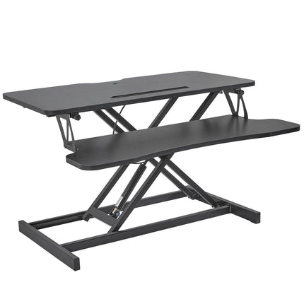 Standing Desk Converter, Two-Tier Stand up Desk Riser, 800 mm Large Sit to Stand Desk Converter,140-510 mm Adjustable Height, for Monitor, Keyboard & Accessories Used in Home Office.
