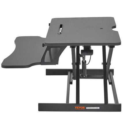 Standing Desk Converter, Two-Tier Stand up Desk Riser, 800 mm Large Sit to Stand Desk Converter,140-510 mm Adjustable Height, for Monitor, Keyboard & Accessories Used in Home Office.