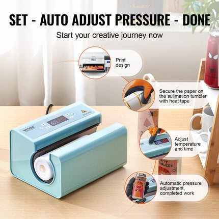 Auto Tumbler Heat Press Machine 325-887 ml Sublimation Mug Heat Press Blue.