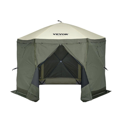 Pop Up Gazebo Tent, Pop-Up Screen Tent 6 Sided Canopy Sun Shelter with 6 Removable Privacy Wind Cloths & Mesh Windows, 10x10FT Quick Set Screen Tent with Mosquito Netting, Army Green.