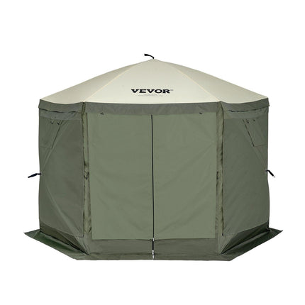 Pop Up Gazebo Tent, Pop-Up Screen Tent 6 Sided Canopy Sun Shelter with 6 Removable Privacy Wind Cloths & Mesh Windows, 10x10FT Quick Set Screen Tent with Mosquito Netting, Army Green.