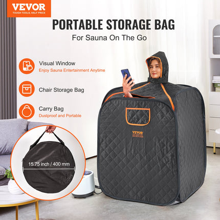 Portable Steam Sauna Tent 1000W Personal Spa Loss Weight Detox Therapy, 800x800x1000 mm.
