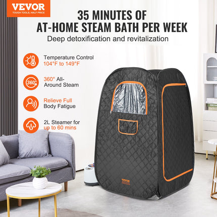 1000W Personal Steam Sauna Tent Loss Weight Detox Therapy Spa Compact, 800 x 800 x 1330 mm.