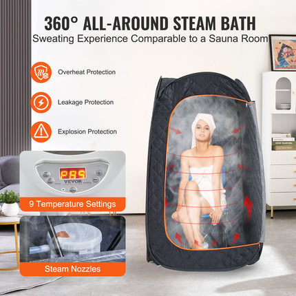 1000W Personal Steam Sauna Tent Loss Weight Detox Therapy Spa Compact, 800 x 800 x 1330 mm.