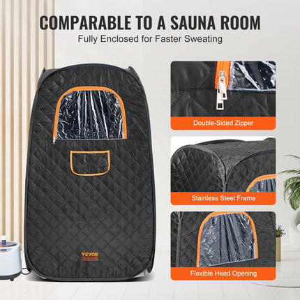 1000W Personal Steam Sauna Tent Loss Weight Detox Therapy Spa Compact, 800 x 800 x 1330 mm.