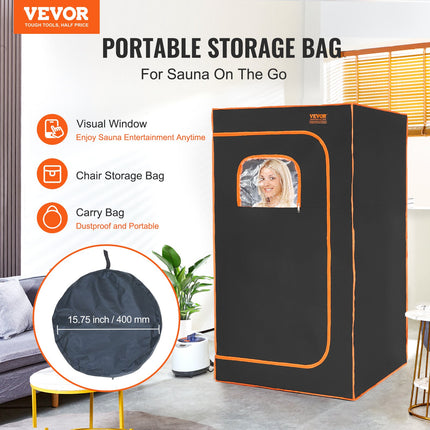 Portable Steam Sauna Tent Full Size 1000W Personal Sauna Blanket W/ Chair, 880 x 880 x 1600 mm.
