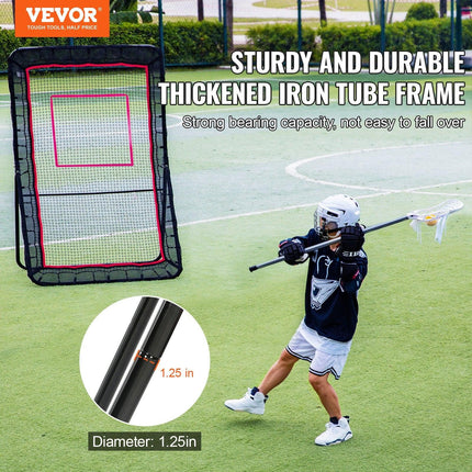Lacrosse Rebounder for Backyard, 5x7 Ft Volleyball Bounce Back Net, Pitchback Throwback Baseball Softball Return Training Screen, Adjustable Angle Shooting Practice Training Wall with Target.