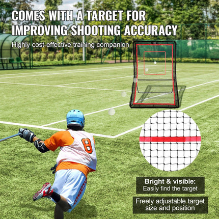 Lacrosse Rebounder for Backyard, 5x7 Ft Volleyball Bounce Back Net, Pitchback Throwback Baseball Softball Return Training Screen, Adjustable Angle Shooting Practice Training Wall with Target.