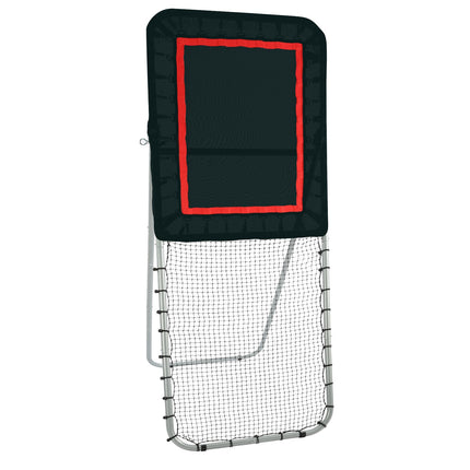 Folding Lacrosse Rebounder for Backyard, 3x8 Ft Volleyball Bounce Back Net, Pitchback Throwback Baseball Softball Return Training Screen, Adjustable Angle Shooting Practice Training Wall, Black.