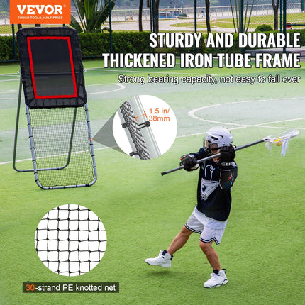 Folding Lacrosse Rebounder for Backyard, 3x8 Ft Volleyball Bounce Back Net, Pitchback Throwback Baseball Softball Return Training Screen, Adjustable Angle Shooting Practice Training Wall, Black.