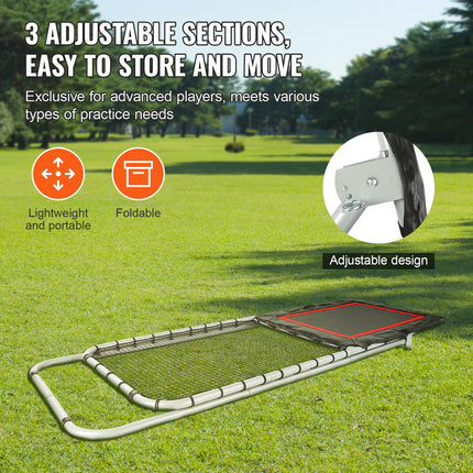 Folding Lacrosse Rebounder for Backyard, 3x8 Ft Volleyball Bounce Back Net, Pitchback Throwback Baseball Softball Return Training Screen, Adjustable Angle Shooting Practice Training Wall, Black.