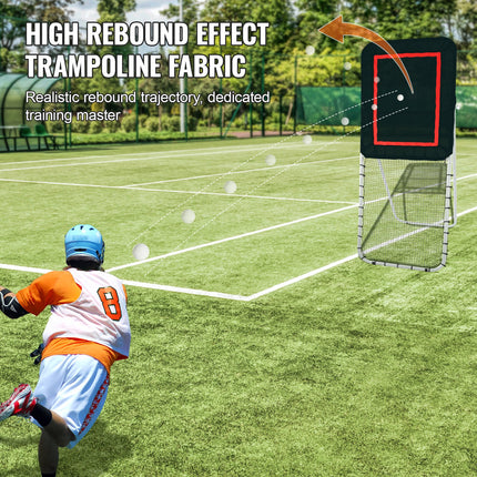 Folding Lacrosse Rebounder for Backyard, 3x8 Ft Volleyball Bounce Back Net, Pitchback Throwback Baseball Softball Return Training Screen, Adjustable Angle Shooting Practice Training Wall, Black.