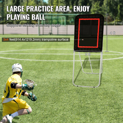 Folding Lacrosse Rebounder for Backyard, 3x4 Ft Volleyball Bounce Back Net, Pitchback Throwback Baseball Softball Return Training Screen, Adjustable Angle Shooting Practice Training Wall, Black.
