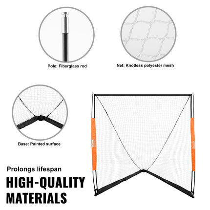 Lacrosse Goal, 1.8mx1.8m Lacrosse Net, Portable Lacrosse Goal with Carry Bag, Fiberglass Rod Backyard Lacrosse Training Equipment, Easy Setup Collegiate Goal, Perfect for Youth Adult Training.