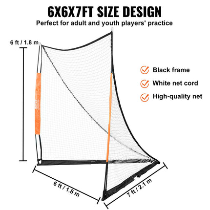 Lacrosse Goal, 1.8mx1.8m Lacrosse Net, Portable Lacrosse Goal with Carry Bag, Fiberglass Rod Backyard Lacrosse Training Equipment, Easy Setup Collegiate Goal, Perfect for Youth Adult Training.