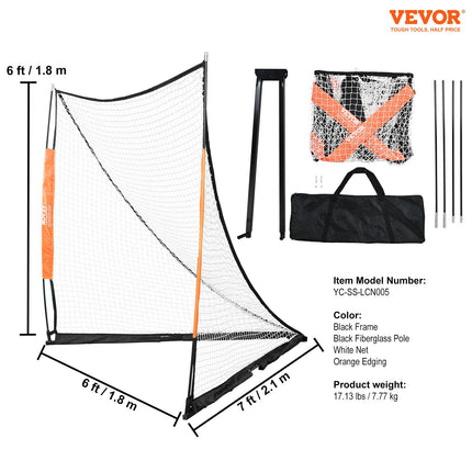 Lacrosse Goal, 1.8mx1.8m Lacrosse Net, Portable Lacrosse Goal with Carry Bag, Fiberglass Rod Backyard Lacrosse Training Equipment, Easy Setup Collegiate Goal, Perfect for Youth Adult Training.