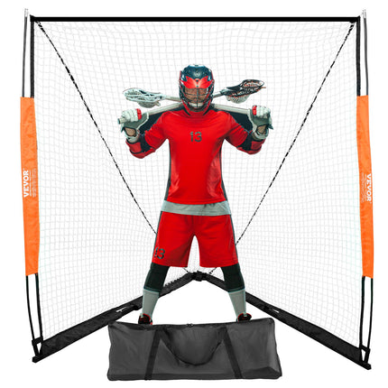 Lacrosse Goal, 1.8mx1.8m Lacrosse Net, Portable Lacrosse Goal with Carry Bag, Fiberglass Rod Backyard Lacrosse Training Equipment, Easy Setup Collegiate Goal, Perfect for Youth Adult Training.