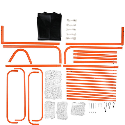3-IN-1 Lacrosse Goal with Backstop and Target,3.7mx2.7m Lacrosse Net, Steel Frame Backyard Lacrosse Rebounder Equipment, Quick & Easy Setup Training Net, Perfect for Youth Adult Training, Orange.