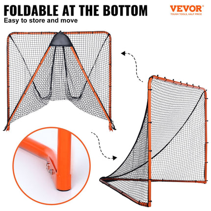 Lacrosse Goal, 1.8mx1.8m Lacrosse Net, Folding Portable Backyard Lacrosse Training Equipment, Steel Frame Training Net, Quick & Easy Setup Lacrosse Goal, Perfect for Youth Adult Training, Orange.
