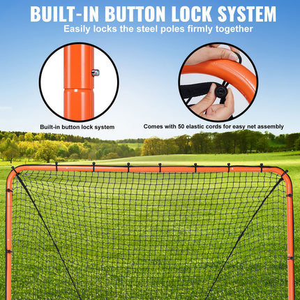 Lacrosse Goal, 1.8mx1.8m Lacrosse Net, Folding Portable Backyard Lacrosse Training Equipment, Steel Frame Training Net, Quick & Easy Setup Lacrosse Goal, Perfect for Youth Adult Training, Orange.
