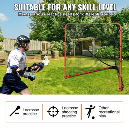 Lacrosse Goal, 1.8mx1.8m Lacrosse Net, Folding Portable Backyard Lacrosse Training Equipment, Steel Frame Training Net, Quick & Easy Setup Lacrosse Goal, Perfect for Youth Adult Training, Orange.