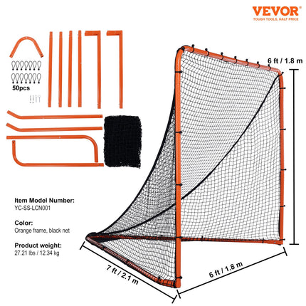 Lacrosse Goal, 1.8mx1.8m Lacrosse Net, Folding Portable Backyard Lacrosse Training Equipment, Steel Frame Training Net, Quick & Easy Setup Lacrosse Goal, Perfect for Youth Adult Training, Orange.