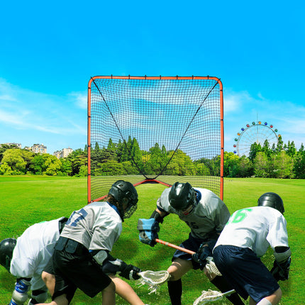Lacrosse Goal, 1.8mx1.8m Lacrosse Net, Folding Portable Backyard Lacrosse Training Equipment, Steel Frame Training Net, Quick & Easy Setup Lacrosse Goal, Perfect for Youth Adult Training, Orange.
