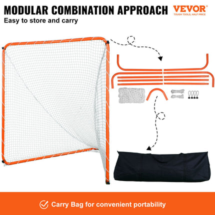 Lacrosse Goal, 6' x 6' Lacrosse Net, Steel Frame Backyard Lacrosse Training Equipment, Portable Lacrosse Goal with Carry Bag, Quick & Easy Setup, Perfect for Youth Adult Training, Orange.