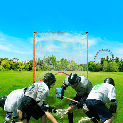Lacrosse Goal, 6' x 6' Lacrosse Net, Steel Frame Backyard Lacrosse Training Equipment, Portable Lacrosse Goal with Carry Bag, Quick & Easy Setup, Perfect for Youth Adult Training, Orange.
