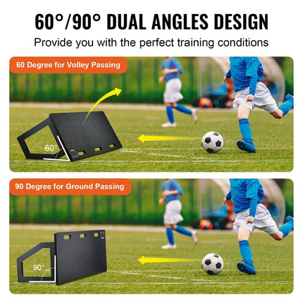 Soccer Rebounder Board, 115x45 cm Portable Soccer Wall with 2 Angles Rebound, Foldable HDPE Kickback Rebound Board, Soccer Training Equipment for Kids and Adults, Passing & Shooting Practice.