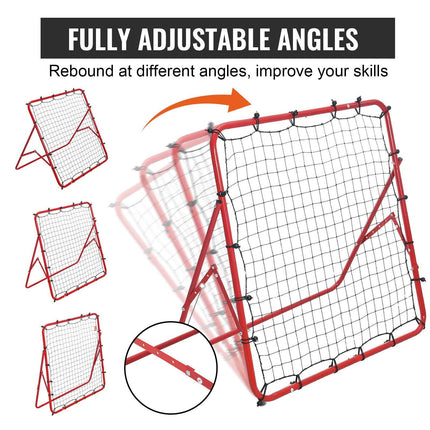 Soccer Rebounder Rebound Net, Kick-Back 100x100 cm, Portable Football Training Gifts, Fully Adjustable Angles Goal Net, Aids & Equipment for Kids Teens & All Ages, Easy Set Up & Perfect Storage.