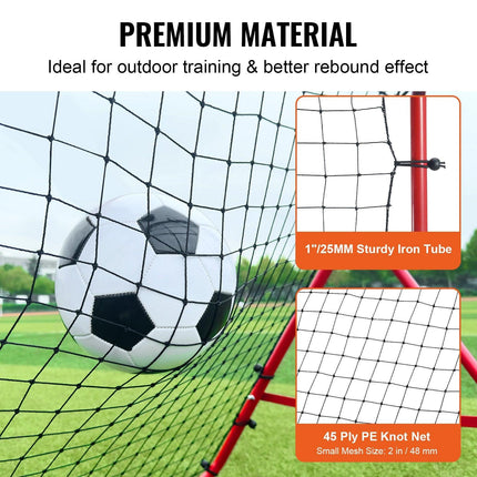 Soccer Rebounder Rebound Net, Kick-Back 100x100 cm, Portable Football Training Gifts, Fully Adjustable Angles Goal Net, Aids & Equipment for Kids Teens & All Ages, Easy Set Up & Perfect Storage.