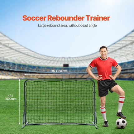 6x4FT Soccer Rebound Trainer Soccer Training Equipment Double-Sided Net.