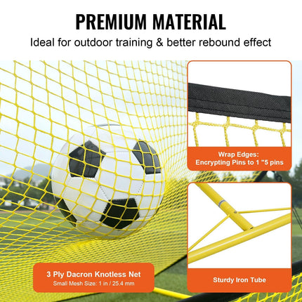 Soccer Trainer, 2-IN-1 Portable Soccer Rebounder Net, Iron Soccer Practice Equipment, Sports Football Rebounder Wall with Portable Bag, Perfect for Team Solo Training, Passing, Volley.