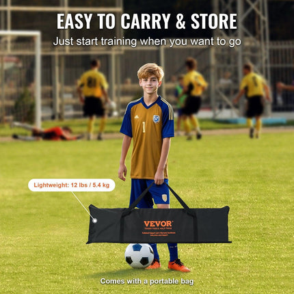 Soccer Trainer, 2-IN-1 Portable Soccer Rebounder Net, Iron Soccer Practice Equipment, Sports Football Rebounder Wall with Portable Bag, Perfect for Team Solo Training, Passing, Volley.