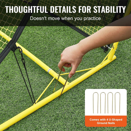 Soccer Trainer, 2-IN-1 Portable Soccer Rebounder Net, Iron Soccer Practice Equipment, Sports Football Rebounder Wall with Portable Bag, Perfect for Team Solo Training, Passing, Volley.