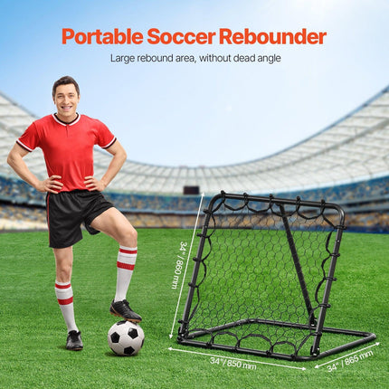 34"x34" Soccer Rebounder Net Kick-Back Portable Football Training Gifts.