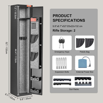 Gun Safe Rifle Safe with Digital Keypad & Lock for 3 Rifles and 4 Pistols.
