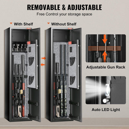 Gun Safe Rifle Safe with Digital Keypad & Lock 5 Rifles Storage Cabinet.