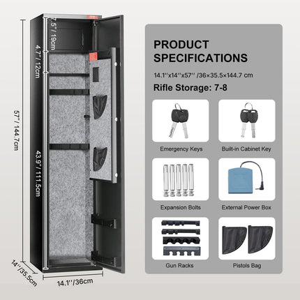 Gun Safe Rifle Safe with Digital Keypad & Lock 5 Rifles Storage Cabinet.