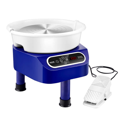 Pottery Wheel, 10 inch Pottery Forming Machine, 350W Electric Wheel for Pottery with Foot Pedal and LCD Touch Screen, Direct Drive Ceramic Wheel with 3 Support Legs for DIY Art Craft, Blue.