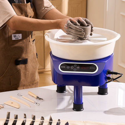 Pottery Wheel, 10 inch Pottery Forming Machine, 350W Electric Wheel for Pottery with Foot Pedal and LCD Touch Screen, Direct Drive Ceramic Wheel with 3 Support Legs for DIY Art Craft, Blue.